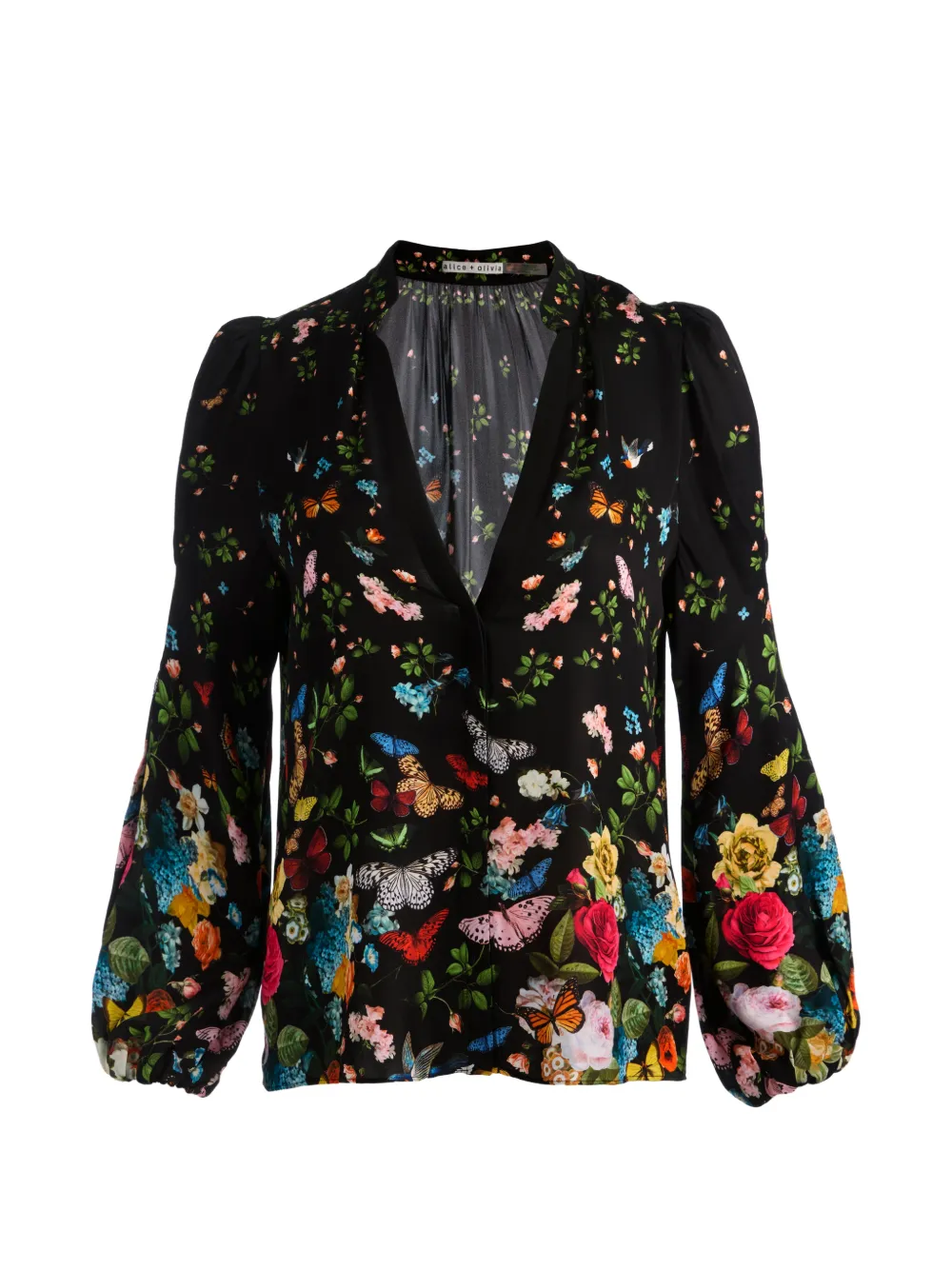 alice + olivia Helen floral V-neck blouse - Nero