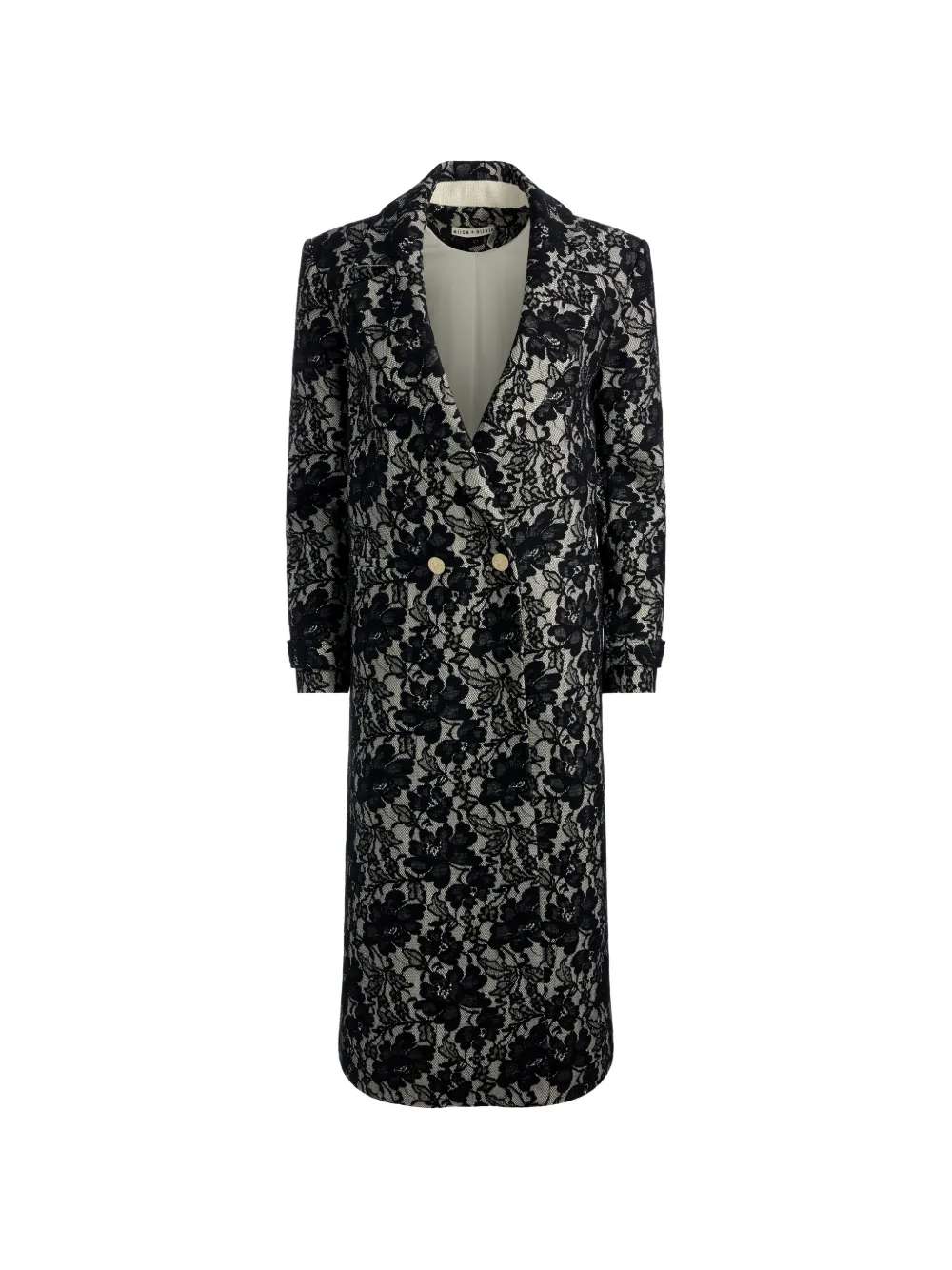 alice + olivia Jimmy floral long coat - Nero