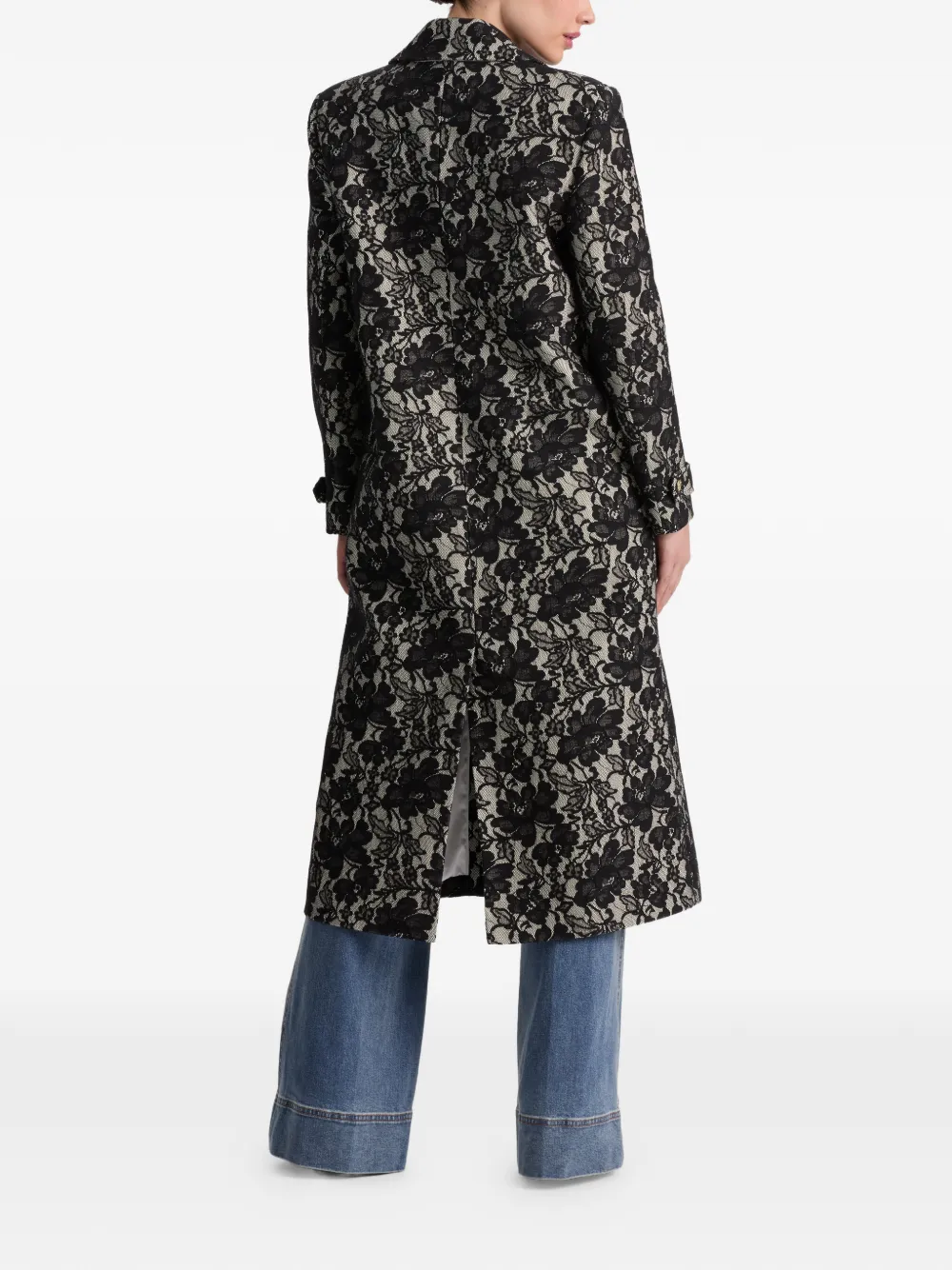 alice + olivia Jimmy lange jas met bloemen Zwart