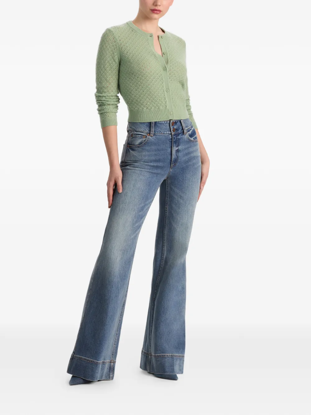 alice + olivia Dollie pointelle vest Groen