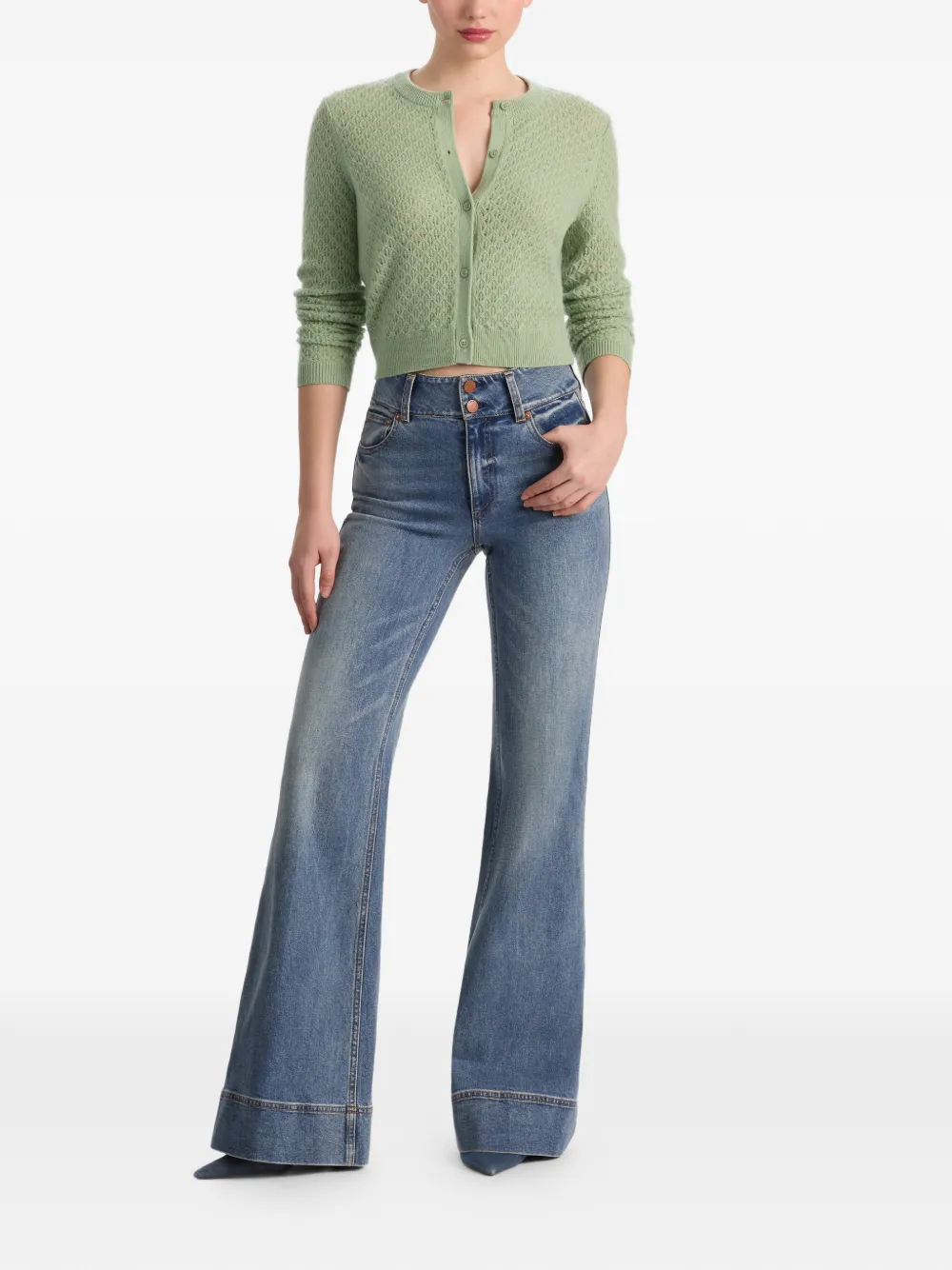 alice + olivia Dollie pointelle vest Groen