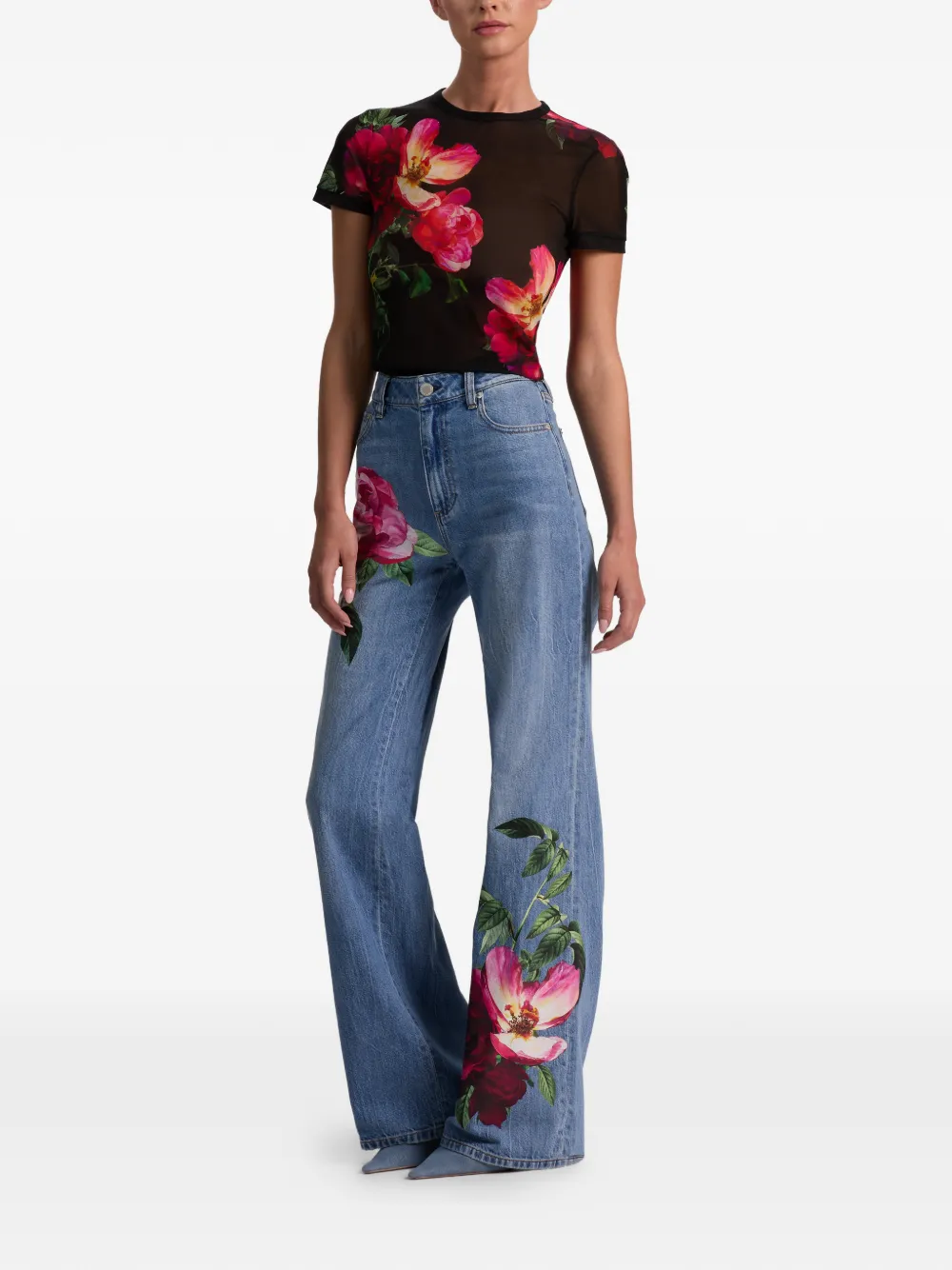  Alice + Olivia Chic Floral Full-length Jeans - Blue 