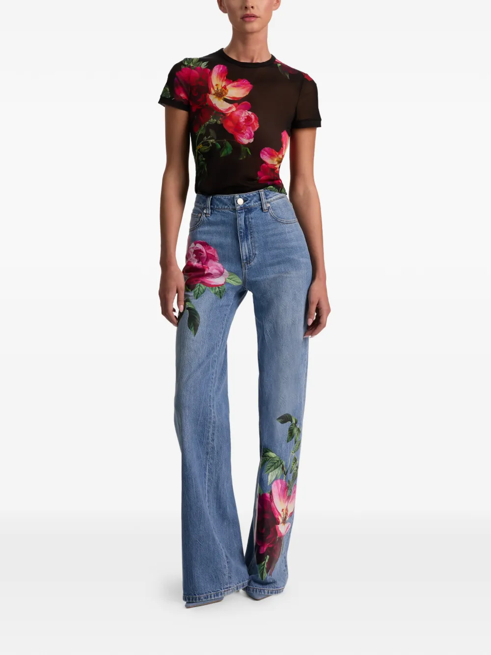  Alice + Olivia Chic Floral Full-length Jeans - Blue 