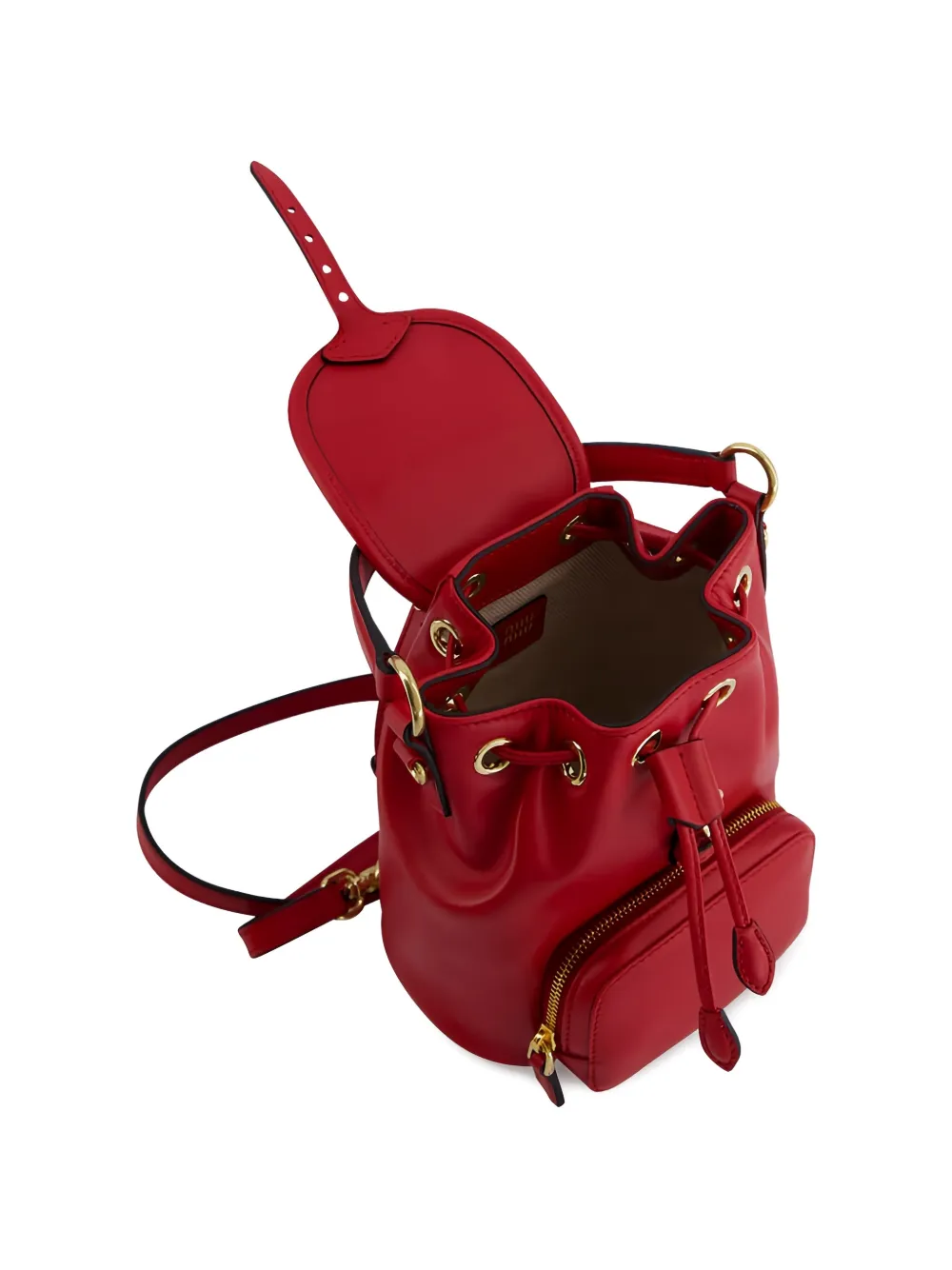 Miu Leren bucket-tas Rood