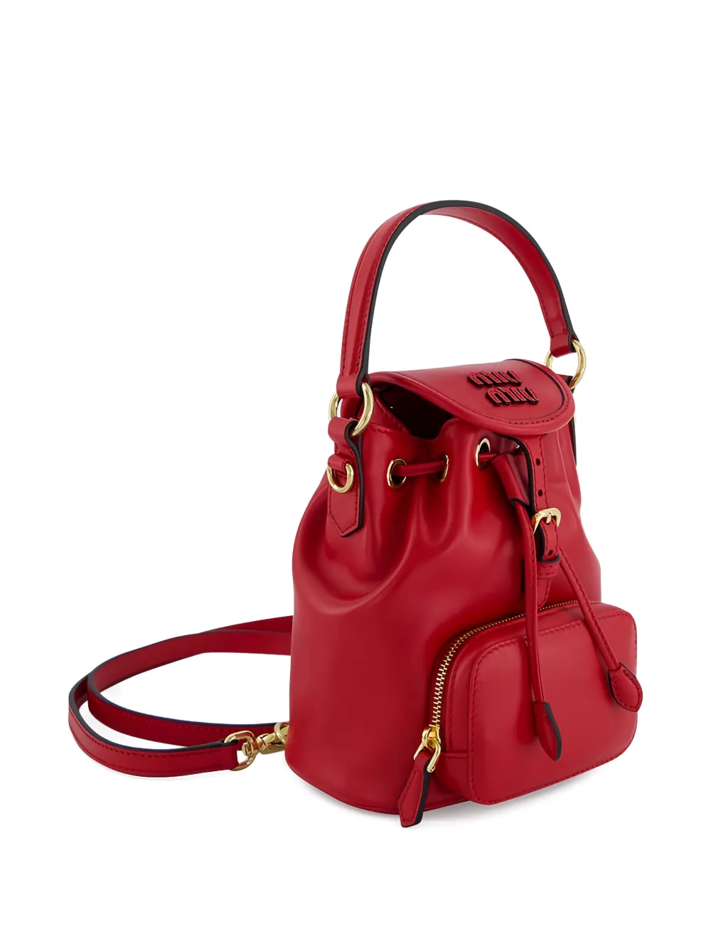 Miu Leren bucket-tas Rood