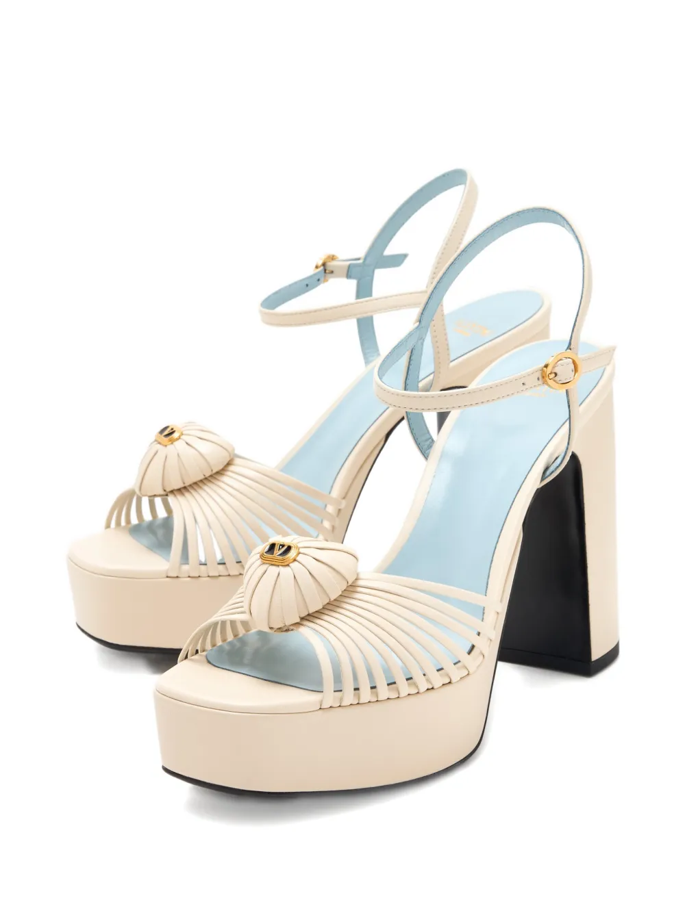 Valentino Garavani platform flower detail sandals Beige