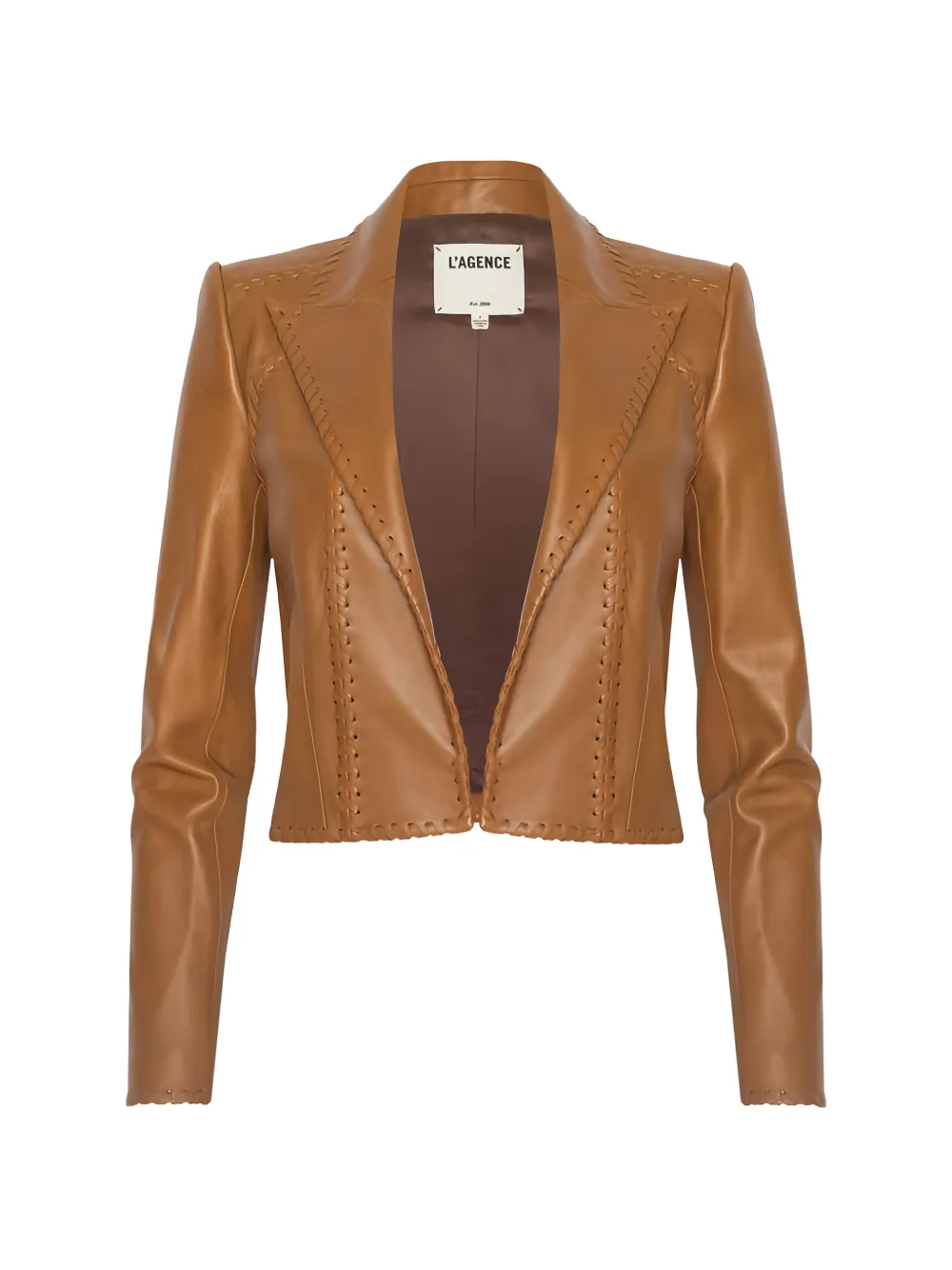 L'Agence Dulcie whipstitch leather jacket - Marrone