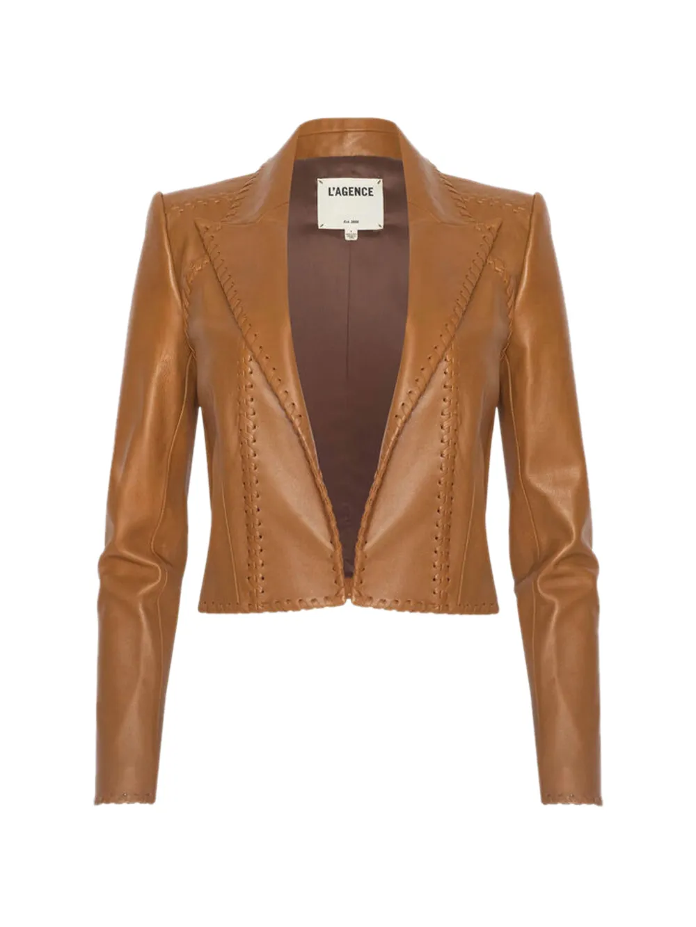 L'Agence Dulcie whipstitch leather jacket - Marrone