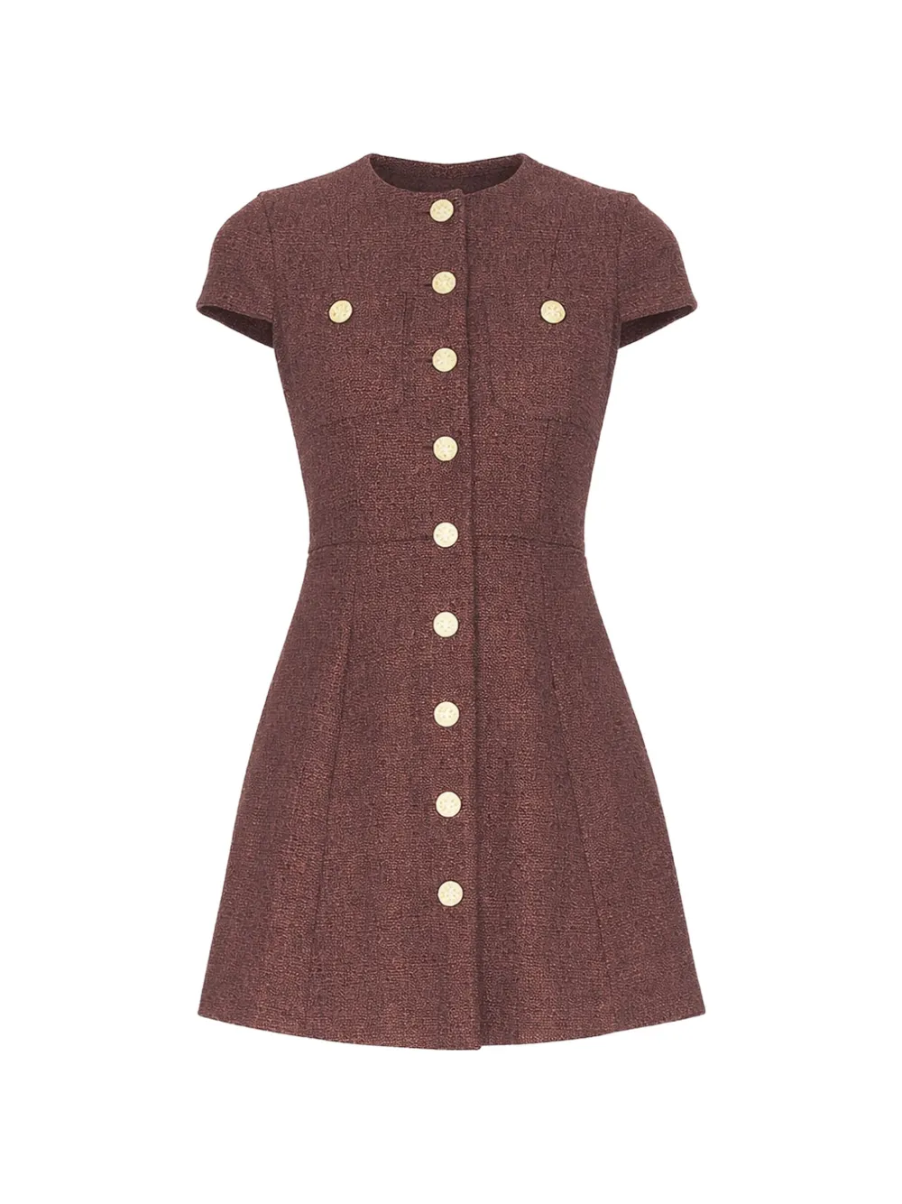 alice + olivia Shiloh buttoned short-sleeve dress - Brown