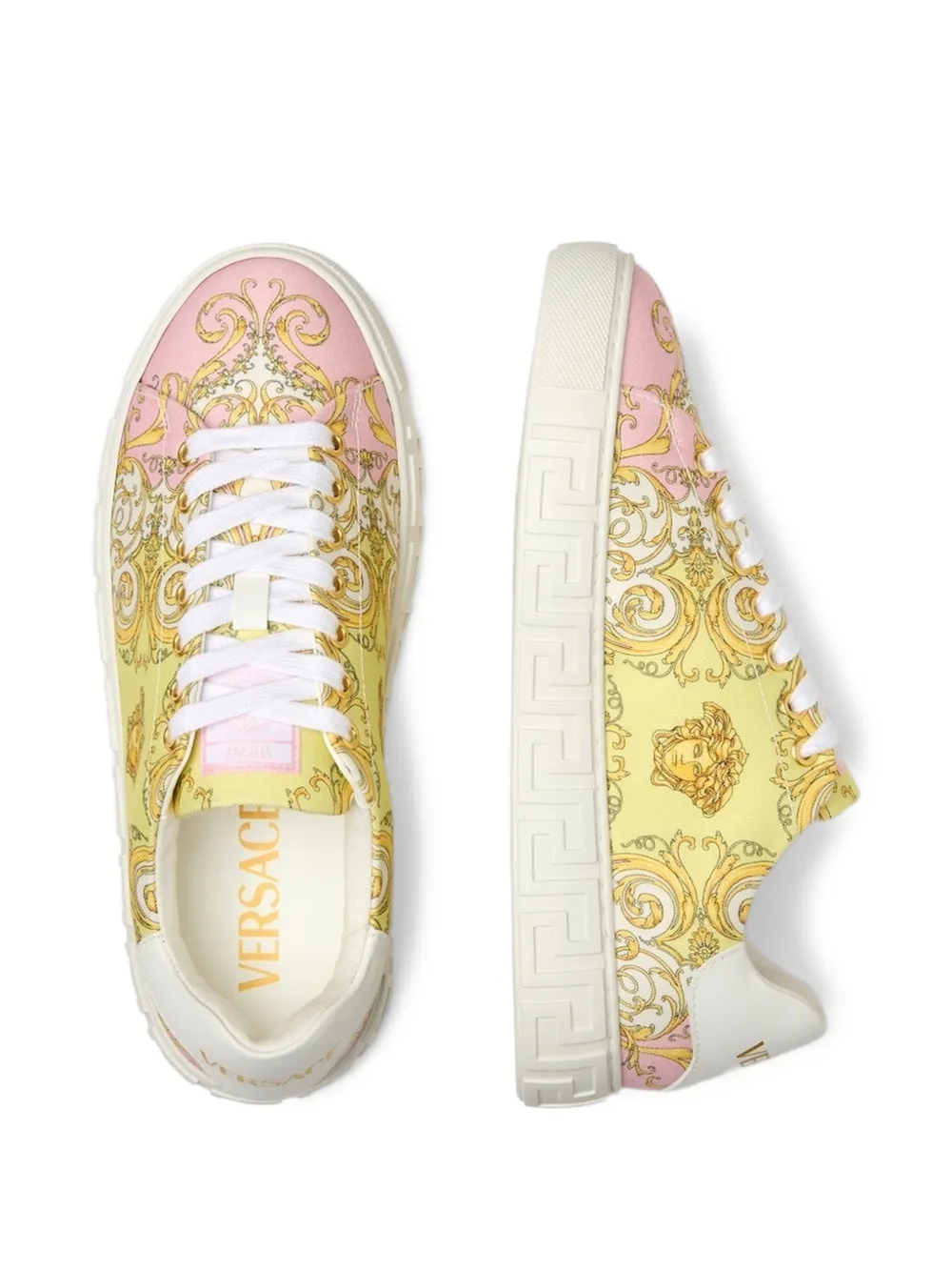  Versace Pattern Platform Sneakers - Yellow 
