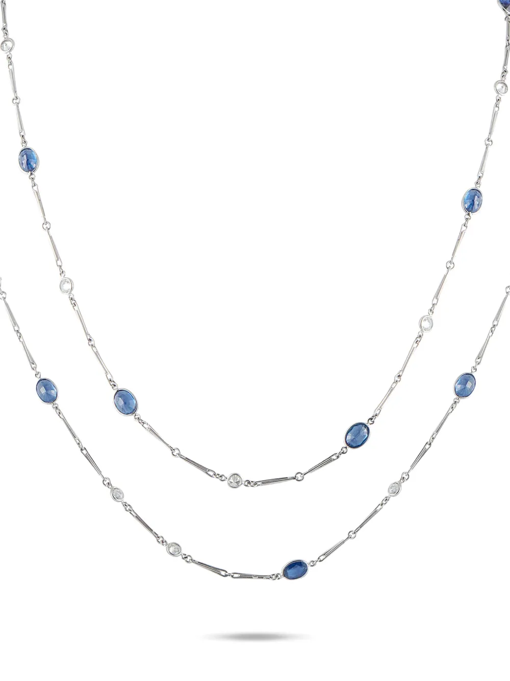 Platinum Diamond And Sapphire Necklace