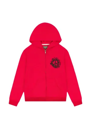 Denim Tears wreath-print zip-up Hoodie | Red | FARFETCH