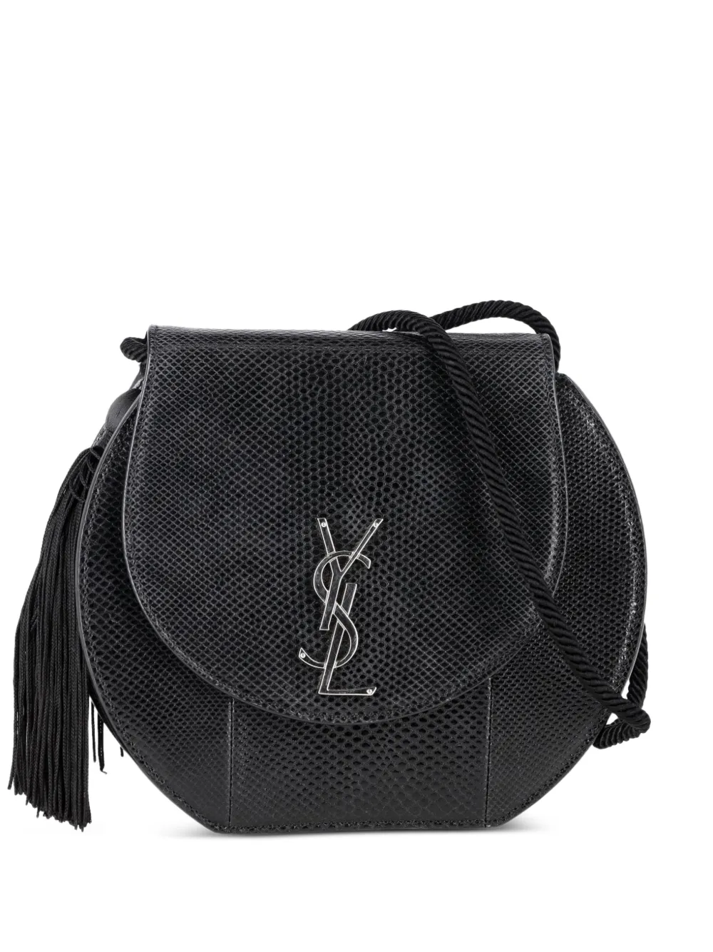 Saint Laurent Pre-Owned Demi Lune Minaudière snakeskin-embossed shoulder bag - Nero