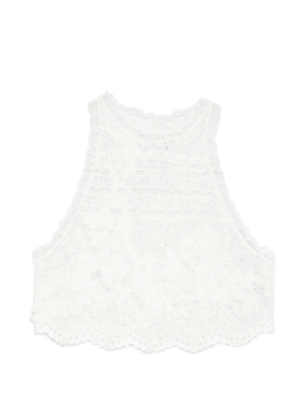 Ermanno Scervino Tanktop aus Spitze mit Stickerei - Weiß