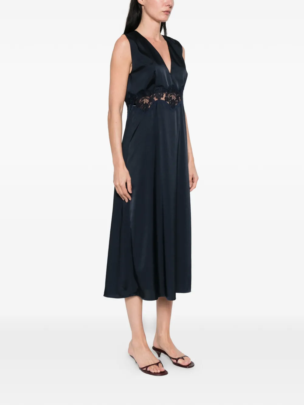  P.a.r.o.s.h. Lace V-neck Midi Dress - Blue 