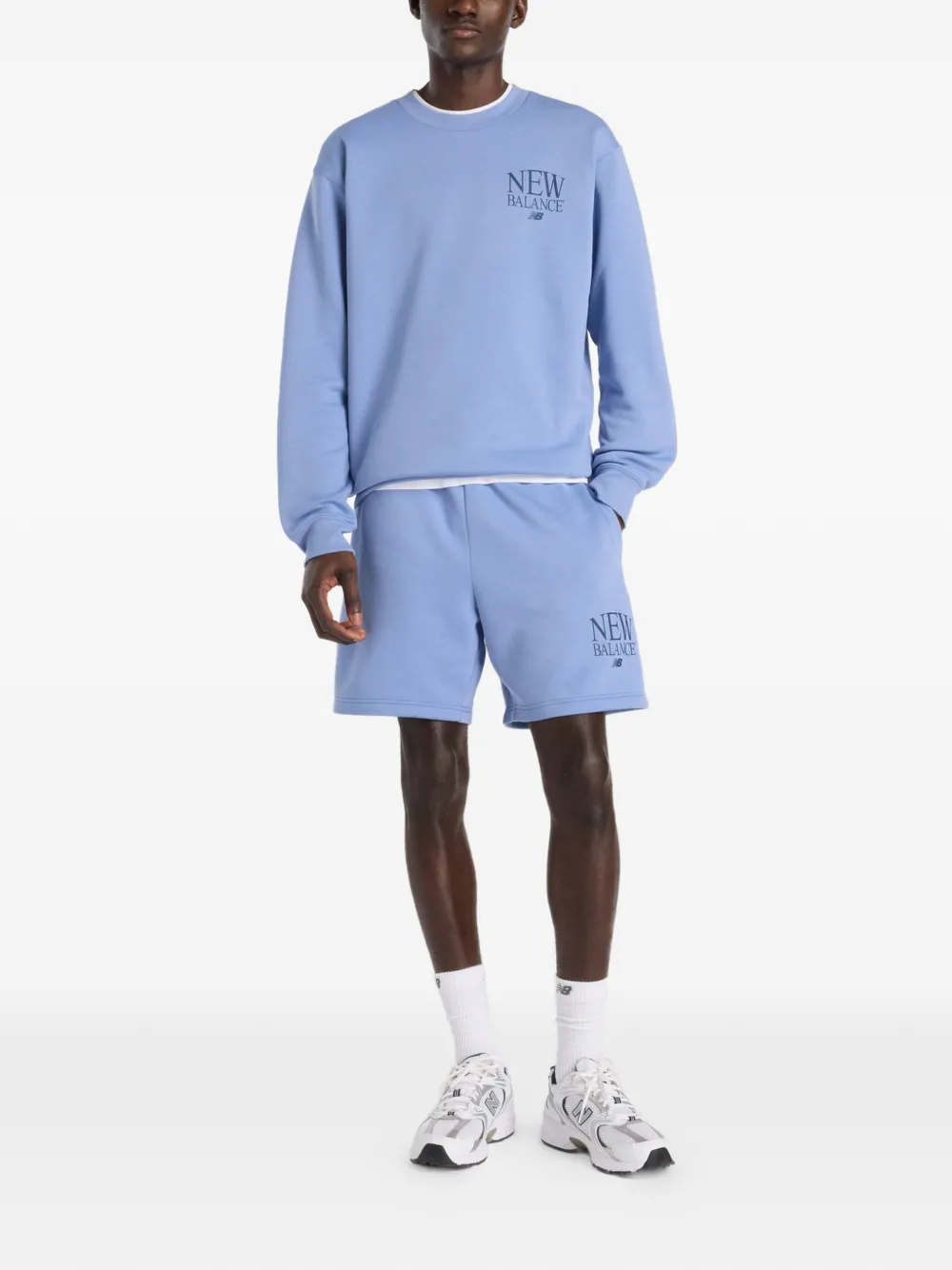 New Balance Trui met ronde hals en logo Blauw