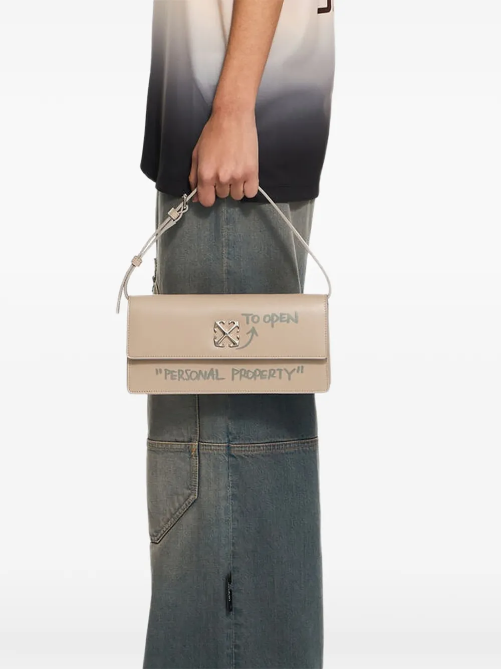  Off-white Jitney 1.0 Leather Shoulder Bag - Neutrals 