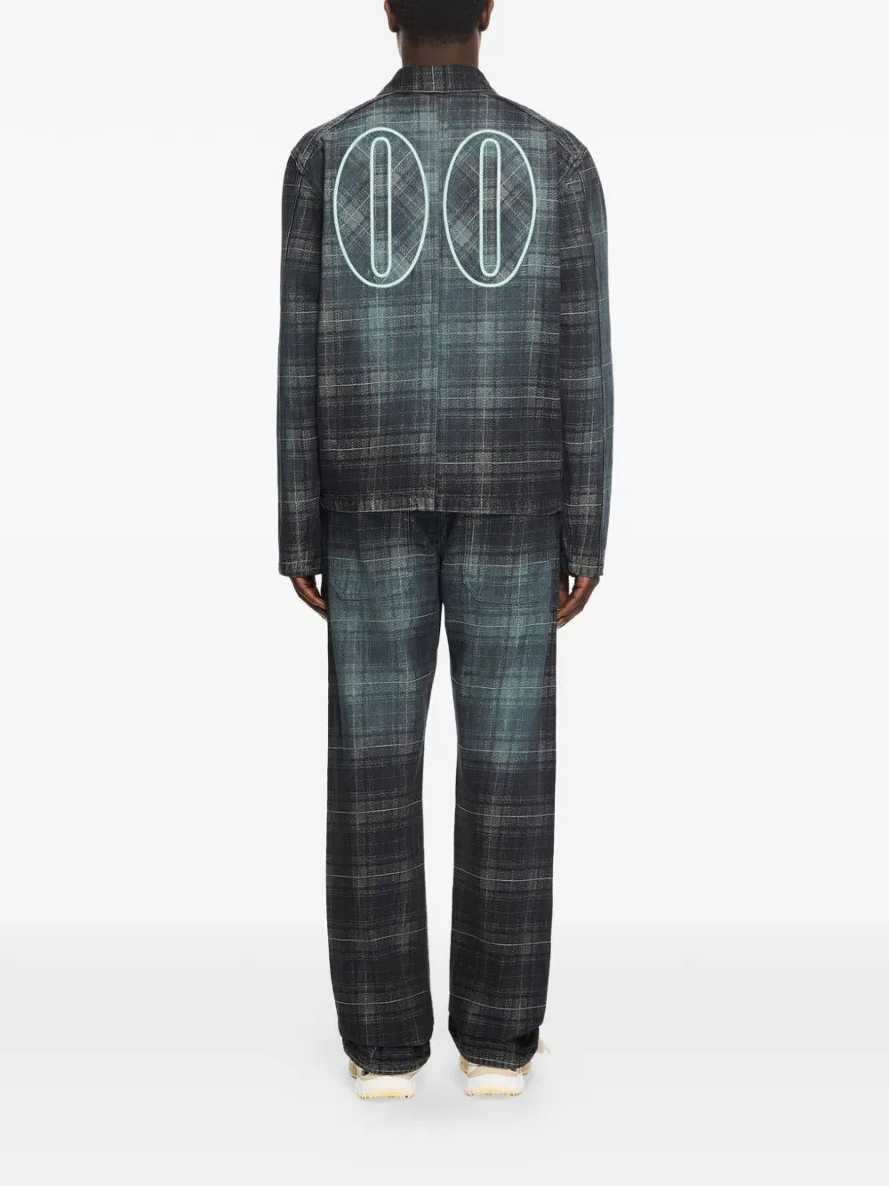 Off-White Geruite jeans met jacquard en logo Blauw