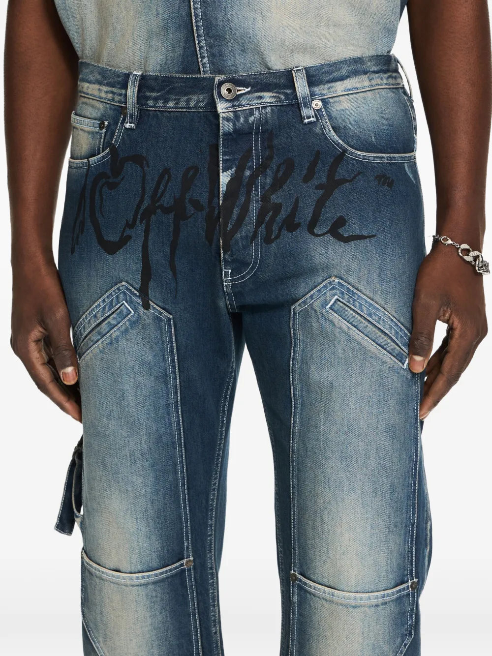 Off-White Jeans met kersenprint Blauw