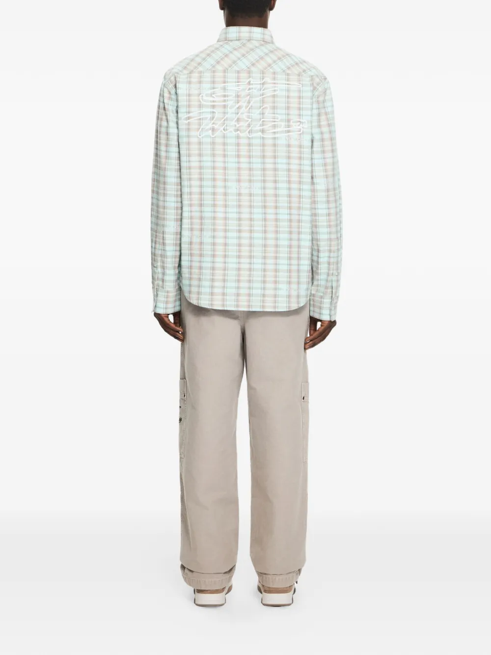 Off-White Marker geruit overhemd met print Groen