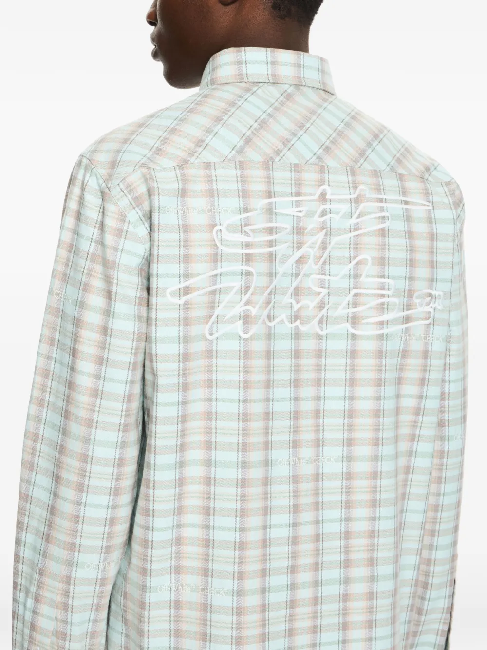 Off-White Marker geruit overhemd met print Groen