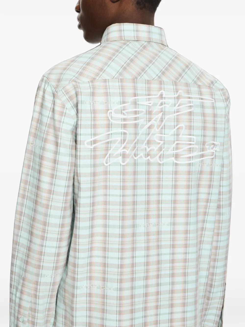Off-White Marker geruit overhemd met print Groen