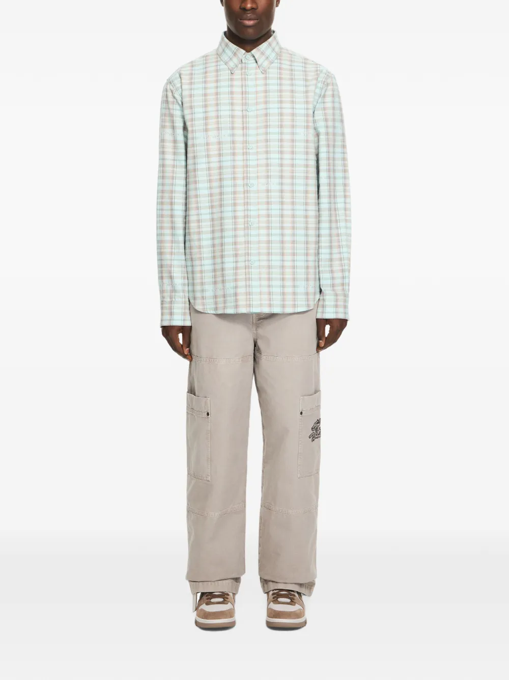 Off-White Marker geruit overhemd met print Groen