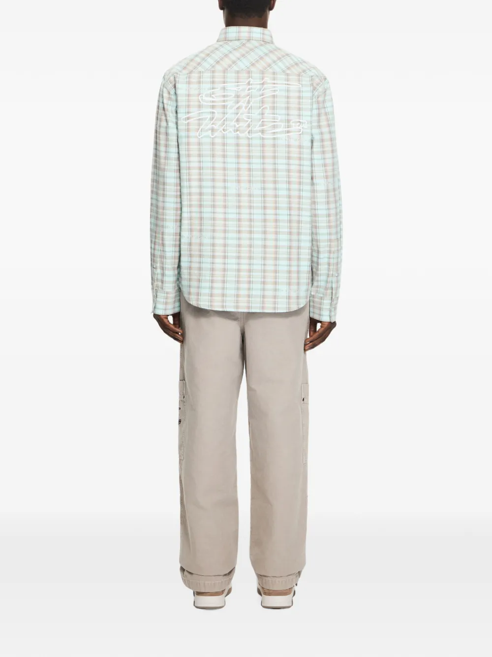 Off-White Marker geruit overhemd met print Groen