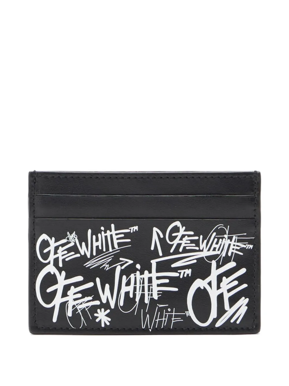 Off-White logo-print leather card case - Nero