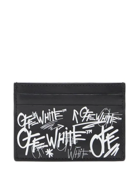 Off-White logo-print leather card case