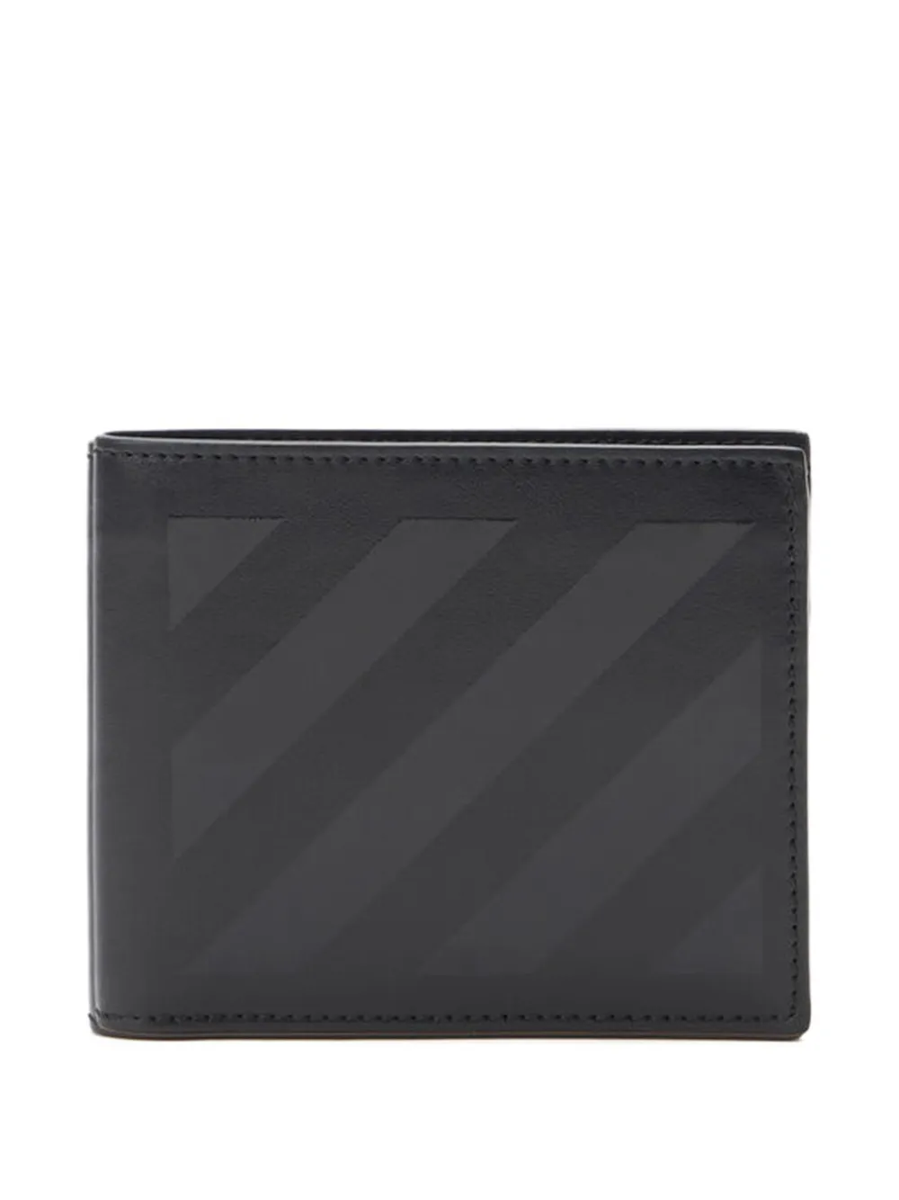 Off-White diagonal-stripe bi-fold leather wallet - Nero