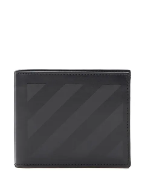 Off-White diagonal-stripe bi-fold leather wallet
