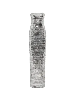 Rachel Gilbert Sylvie Beaded Strapless Maxi Dress | Silver | FARFETCH IE Rachel Gilbert Sylvie Beaded Strapless Maxi Dress | Silver | FARFETCH IE