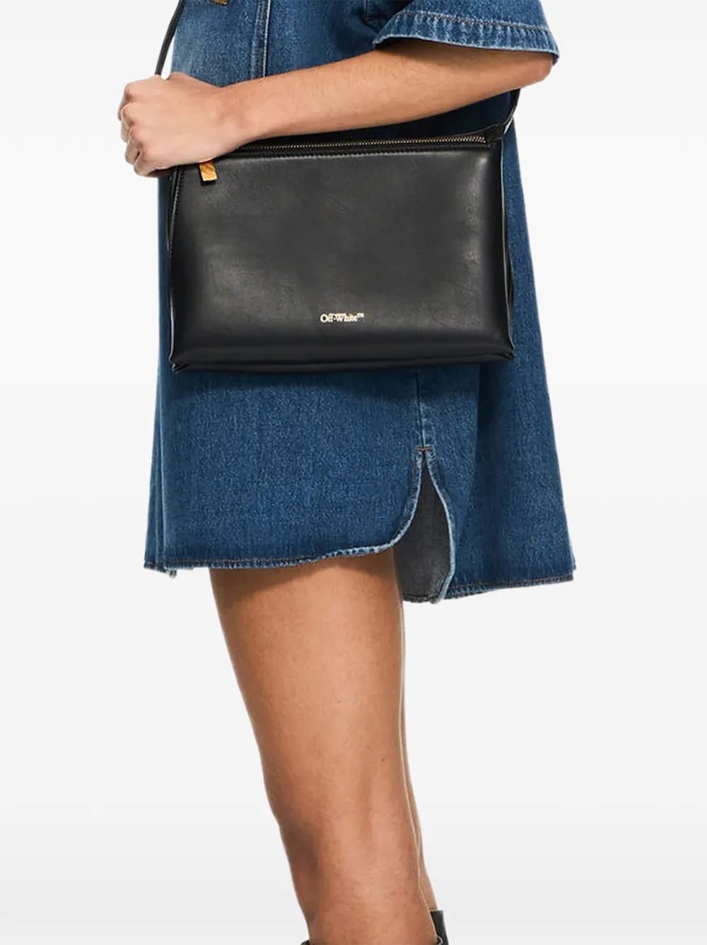 Off-White Sandbag 404 leren schoudertas Zwart