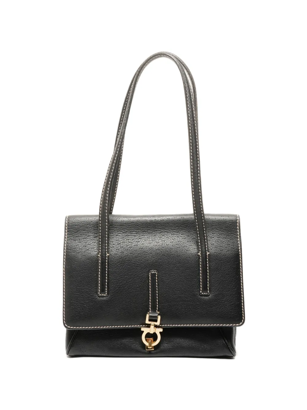 Pre-owned Ferragamo 2000s Stitch Tote Bag In Black