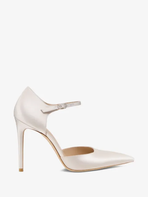 Stuart Weitzman crystal-embellished ankle strap pumps