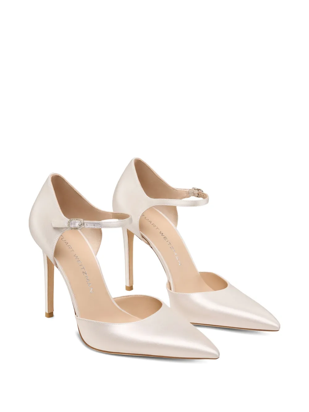 Stuart Weitzman Pumps met enkelbandje en verfraaid met kristallen Beige