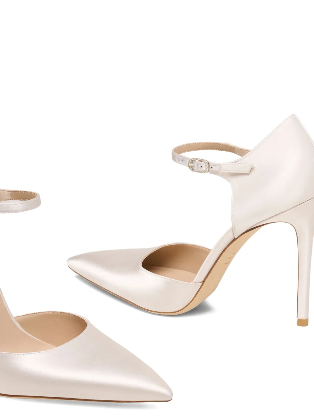 Stuart Weitzman Pumps met enkelbandje en verfraaid met kristallen Beige