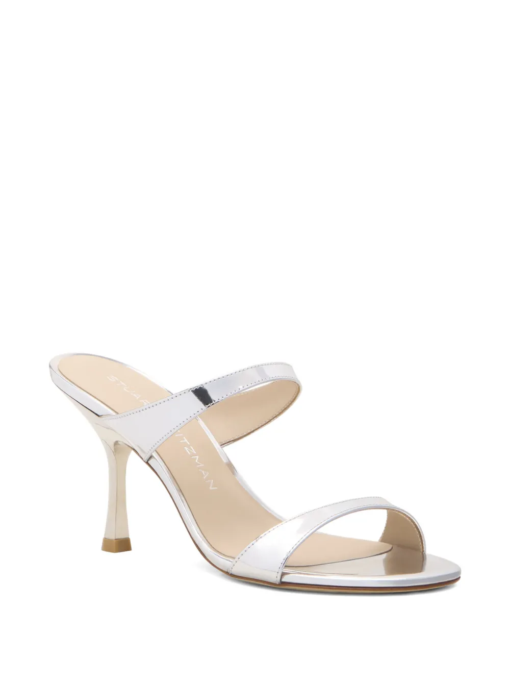 Stuart Weitzman two-strap nudist slide sandals Zilver