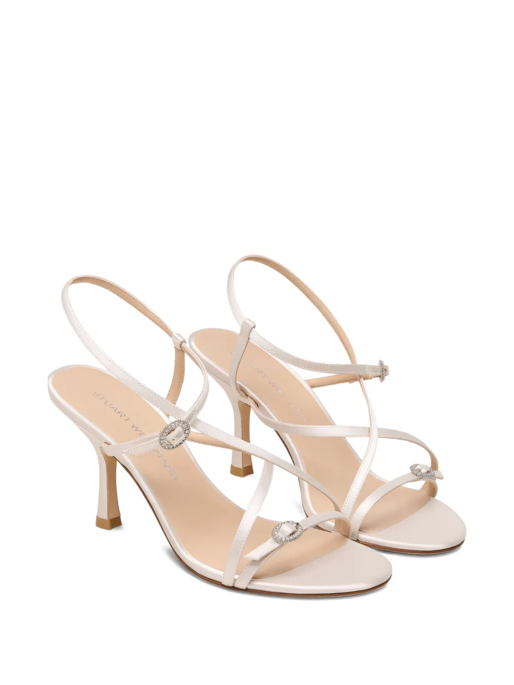 Stuart Weitzman Kensington sandalen verfraaid met kristallen en hak Beige