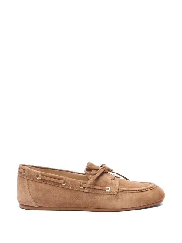 Stuart Weitzman Lace-up Suede Loafers in Neutrals