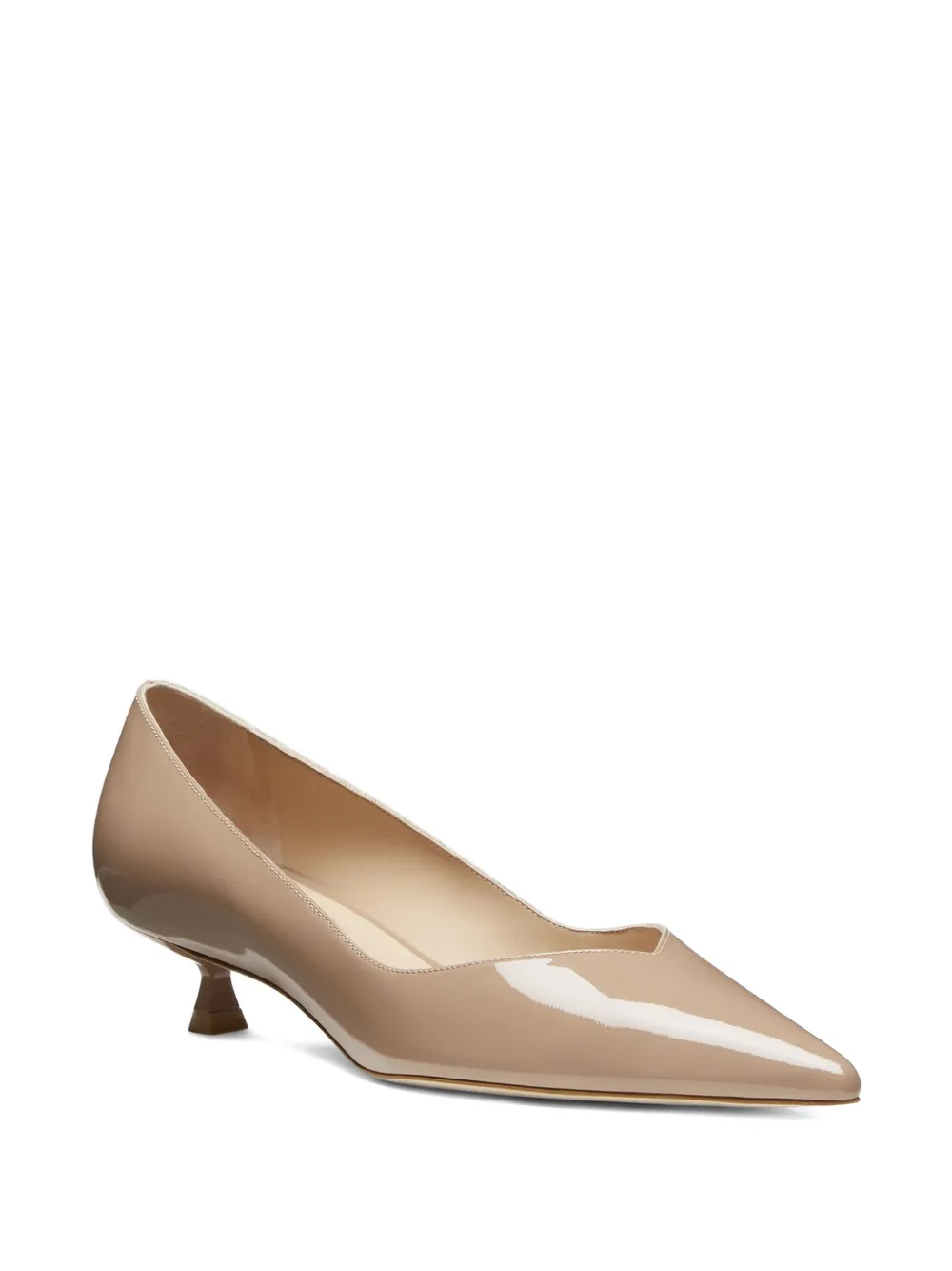 Stuart Weitzman Eva v-cut pointed heeled pump Beige