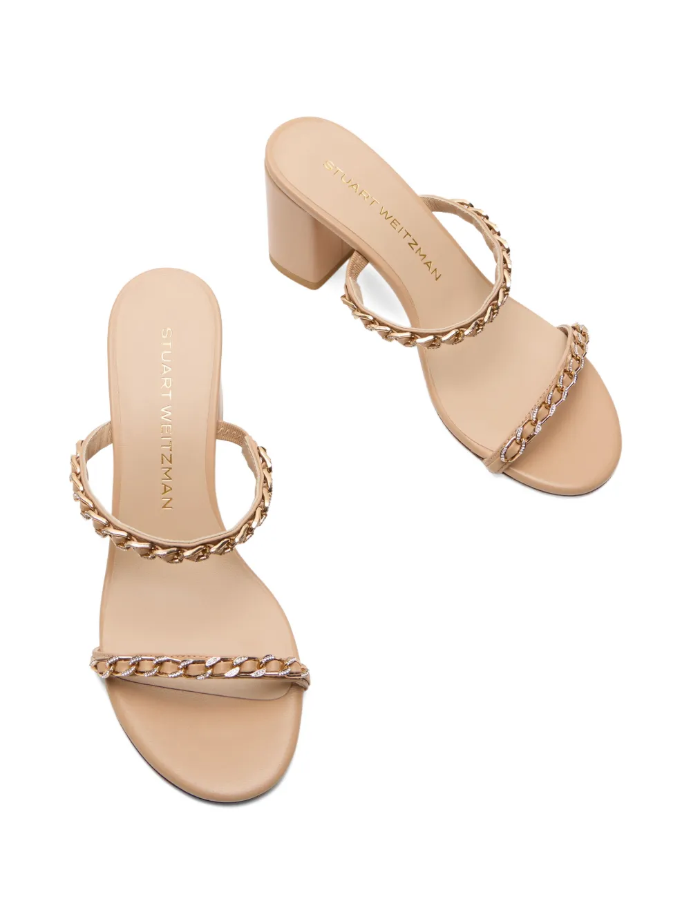 Stuart Weitzman Soluxe sandalen met kristallen en bandje Beige