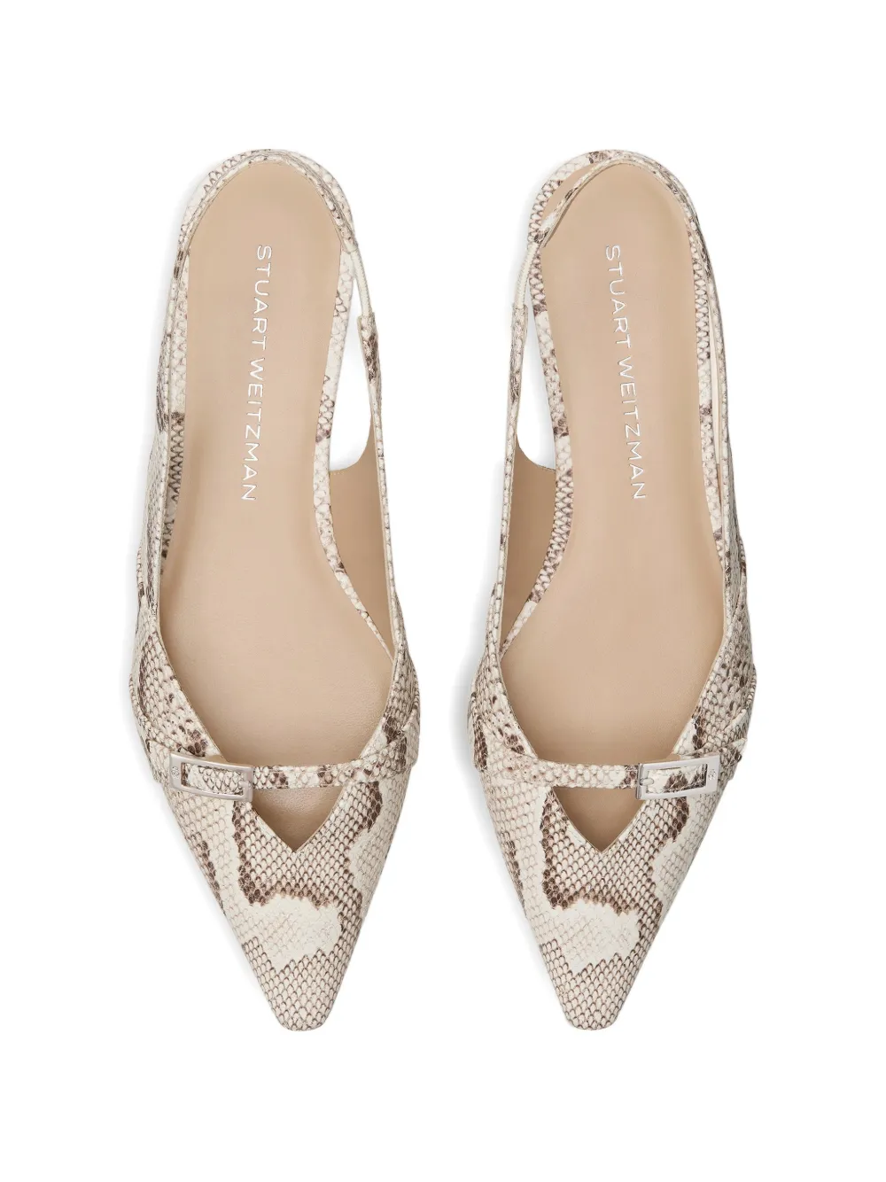 Stuart Weitzman Georgie snake-print slingback pumps Beige