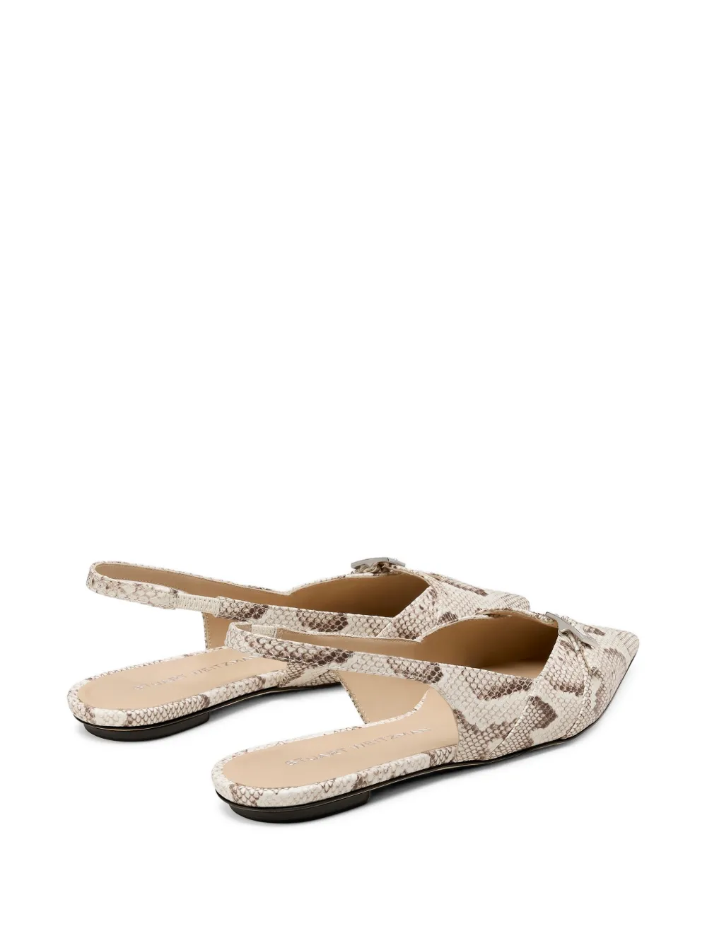 Stuart Weitzman Georgie snake-print slingback pumps Beige