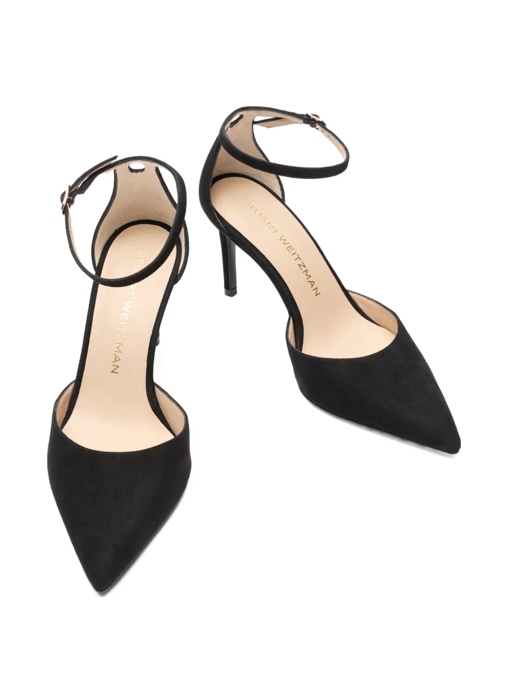 Stuart Weitzman 85mm ankle-strap pointed pumps Zwart