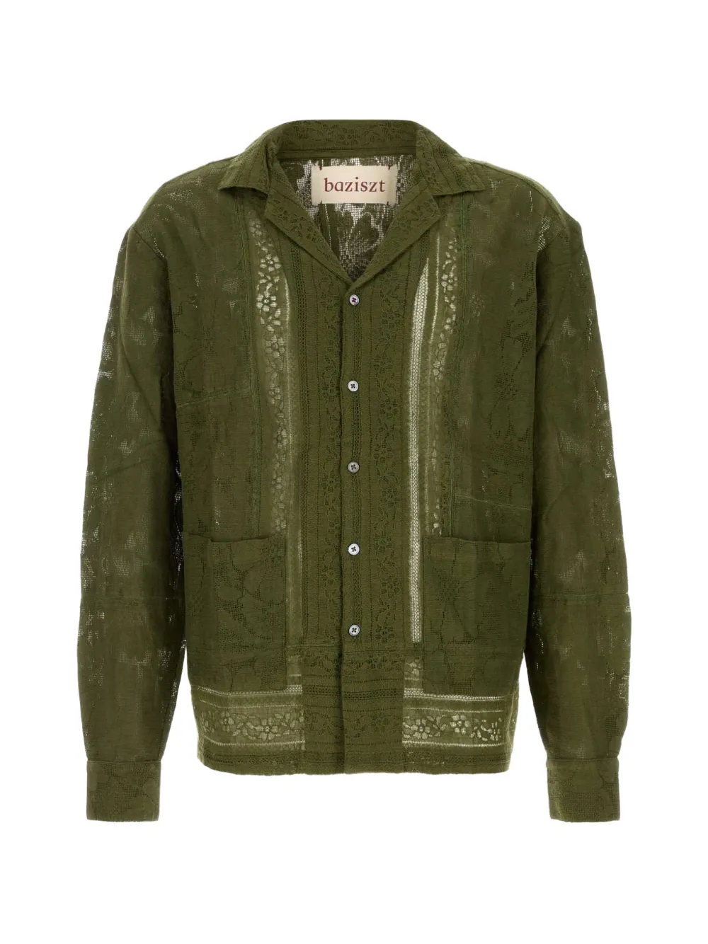 Baziszt lace-detail shirt - Grün