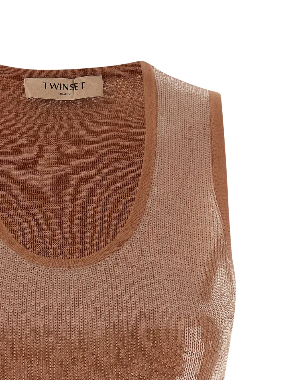 TWINSET Top verfraaid met pailletten Bruin