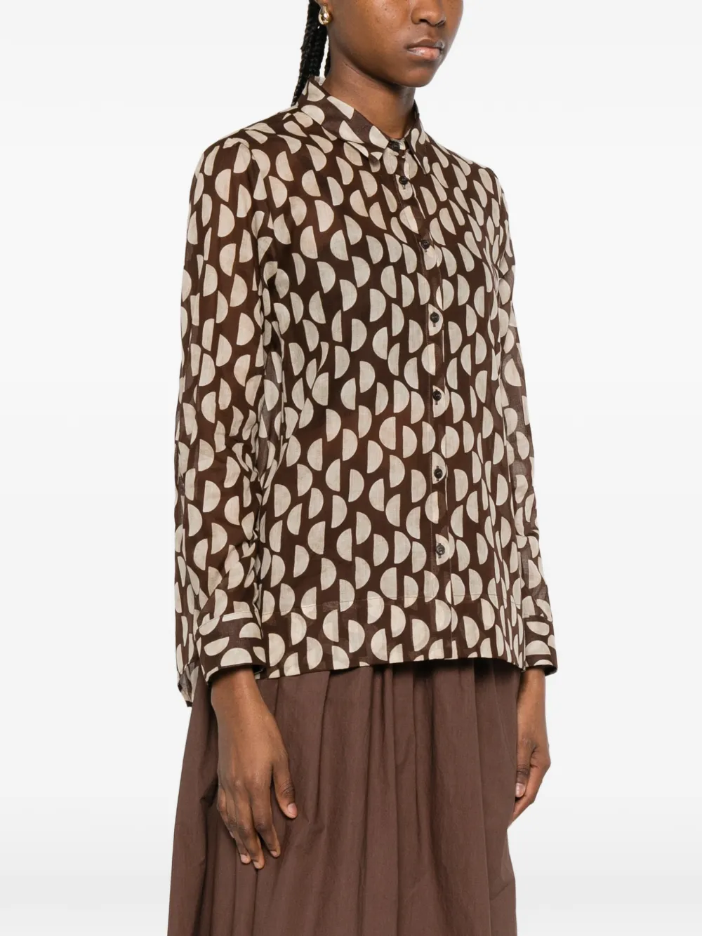  Rosso 35 Circle Print Shirt - Brown 