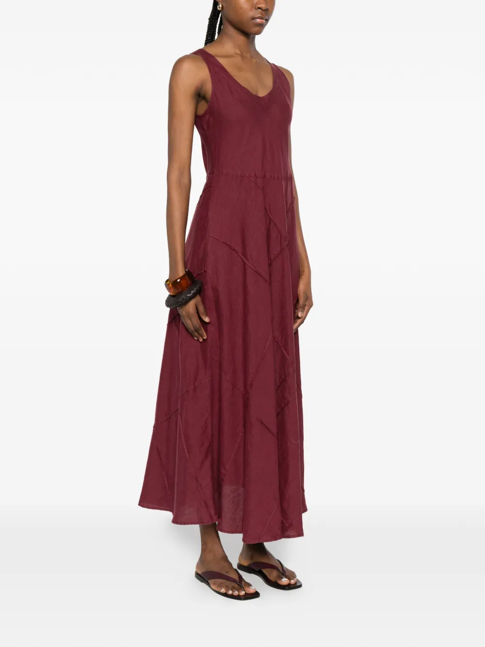  Rosso 35 V-neck Panelled Midi Dress - Red 